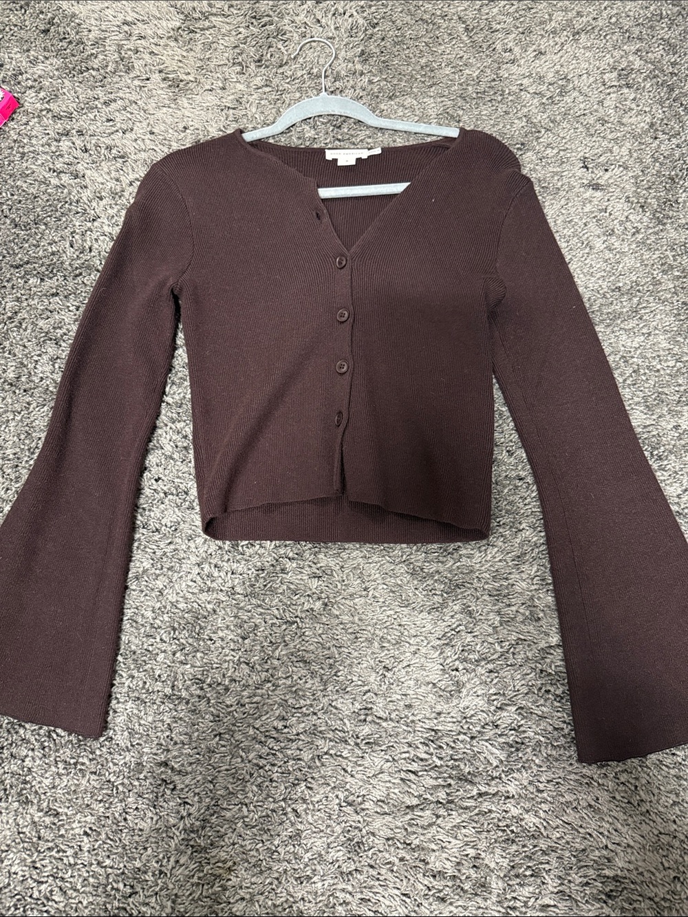 Good American Chocolate Brown Button Cardigan